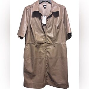 NWT: A New Day Women's Brown Faux Leather Dress Size L
